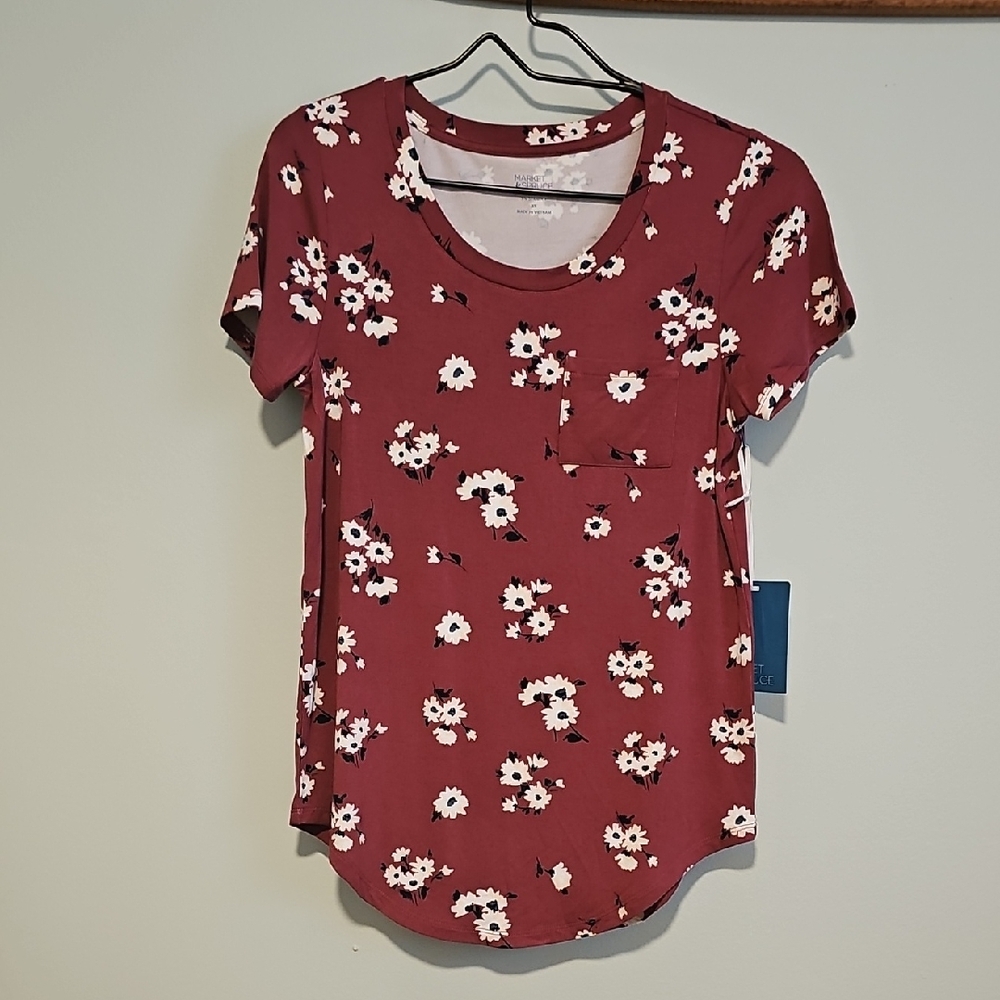 **NWT** Women's Market & Spruce Pink/Mauve Floral T-shirt, XS
